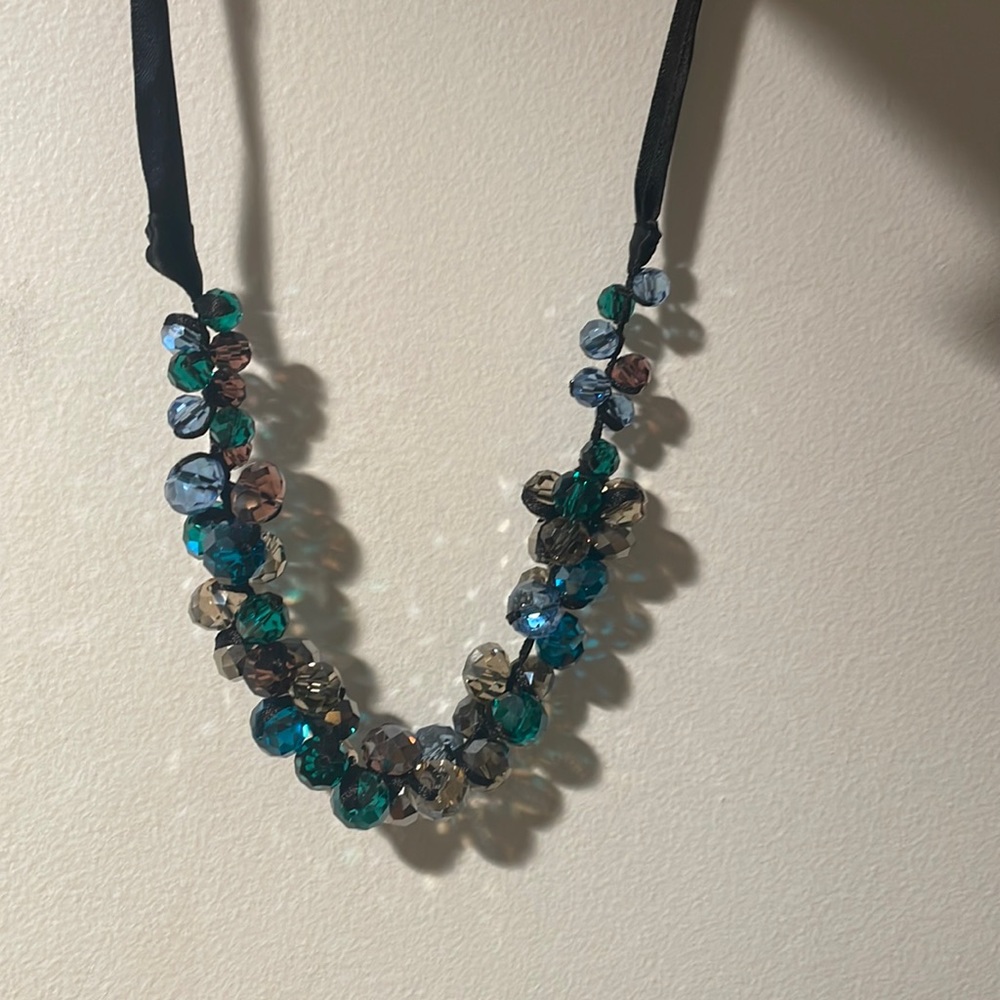 LOFT Blue and Black Beaded Necklace